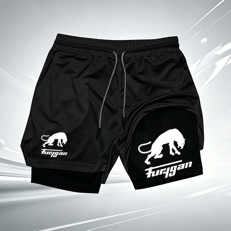 Compression Shorts Athletes - 남성용 퓨리건 팬더 프린트 2-in-1 압축
