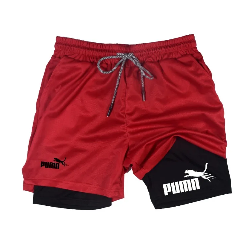 여름 통기성 투인원 더블 레이어 반바지 남성용 탄성 압 - Compression Shorts Athletes 리뷰 및 가격
