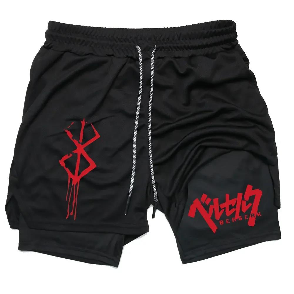 애니메이션 베르세르크 2 in 1 남성용 짐 반바지 액 - Compression Shorts Athletes 리뷰 및 가격